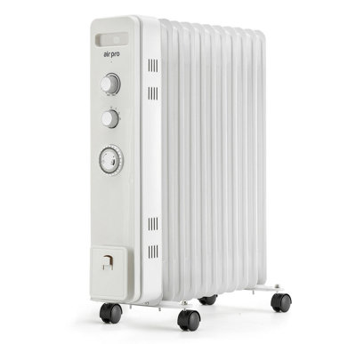 Air Pro Oil Filled 11 Fin Portable Electric Radiator Heater 2500W