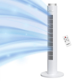 Air Pro Smart 38" Tower Fan Tall Oscillating Bladeless Fan with Remote 3 Speed Quiet Cooling Fan - 4 Modes 12H Timer - White