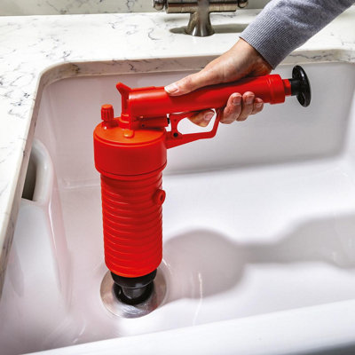 Air Pump Drain Blaster with 4 Attachments Compressed Air Plunger for Removing Blockages in Sinks Baths