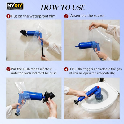 Toilet Piston Tool Set, Pneumatic Sewer Blaster, Sink Piston, Sewer Clog Removal Tool for Sinks, Toilets, Bathrooms, Showers, Kitchens, Clogged Pipes