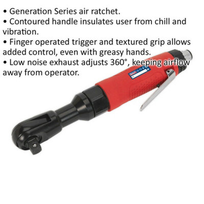 Air Ratchet Wrench - 1/2" Sq Drive - 1/4" BSP Inlet - Finger Operated Trigger