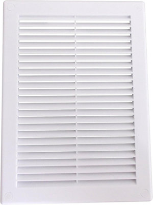 Air Vent Grille White Plastic Wall Ducting Ventilation Cover 4" 6" 8" 10" 12" 14 (200x200mm with flyscreen)