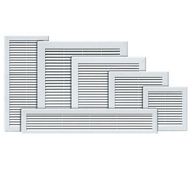 Air Vent Grille White Plastic Wall Ducting Ventilation Cover 4 6 8 10  12 14 (250x250mm with flyscreen)
