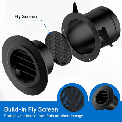 Air vent, round air vent with integrated mosquito net for bathroom ...