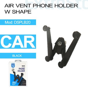 Air Vent Universal Phone Holder, W Shape, Black