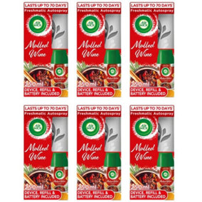 Air Wick Freshmatic Auto-spray Kit Device, Refill & Battery Mulled Wine 250ml - Pack of 6