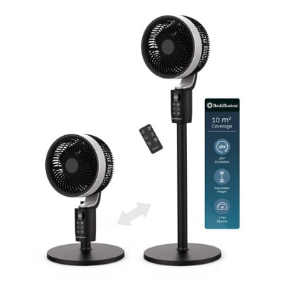 Air360 Oscillating Adjustable Height Fan Black by Rediffusion REDAC04BK