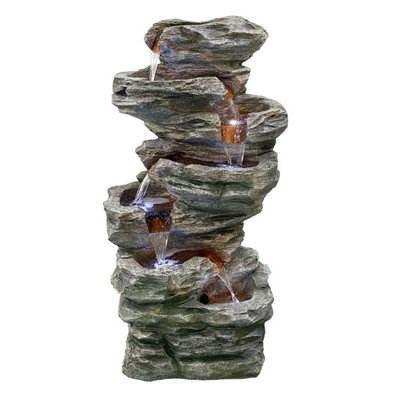 Aira Falls Rock Effect Mains Plugin Powered Water Feature | DIY at B&Q