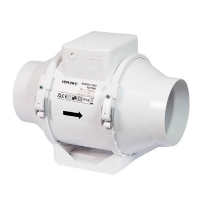 Airflow Aventa 100T In-Line Extractor Fan with Adjustable Timer (2-30 ...