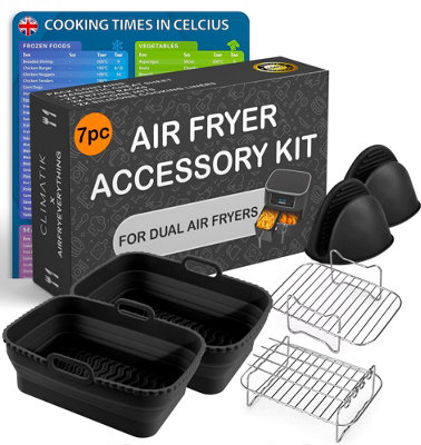 AirFryEverything Premium Air Fryer Accessories Set For Dual Air Fryers Ninja, Tower, Cosori, Salter etc