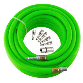 Airline Air Hose High Vis 8mm 15m 50ft Compressor with Quick Release Fittings