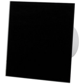 AirRoxy Black Glass Front Panel 100mm Timer Extractor Fan for Wall Ceiling Ventilation