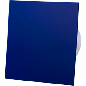 AirRoxy Blue Acrylic Glass Front Panel 100mm Timer Extractor Fan for Wall Ceiling Ventilation