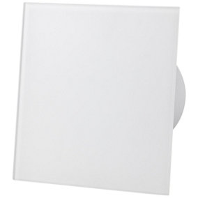 AirRoxy Matte White Glass Front Panel 100mm Humidity Sensor Extractor Fan for Wall Ceiling Ventilation