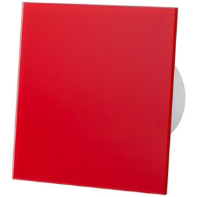 AirRoxy Red White Glass Front Panel 100mm Timer Extractor Fan for Wall Ceiling Ventilation