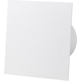AirRoxy Shiny White Acrylic Glass Front Panel 100mm Timer Extractor Fan for Wall Ceiling Ventilation