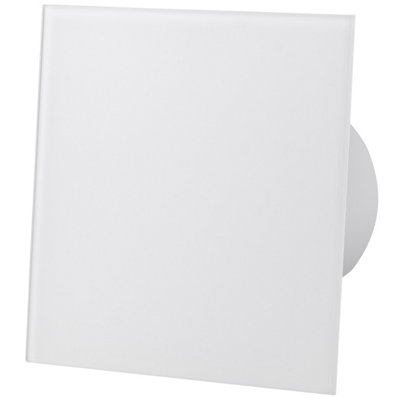 AirRoxy Shiny White Glass Front Panel 100mm Standard Extractor Fan for Wall Ceiling Ventilation