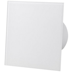 AirRoxy Shiny White Glass Front Panel 100mm Standard Extractor Fan for Wall Ceiling Ventilation