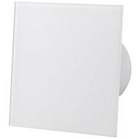 AirRoxy Shiny White Glass Front Panel 100mm Timer Extractor Fan for Wall Ceiling Ventilation