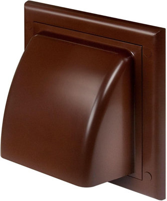 AirTech Cowl Gravity Flap Wall Non-Return Valve Cowl Duct Cover Air Vent Grille 100 duct opening brown