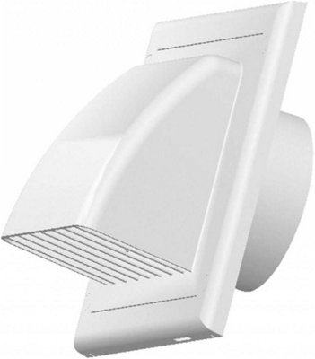 AirTech Cowl Gravity Flap Wall Non-Return Valve Cowl Duct Cover Air Vent Grille 100mm (White)