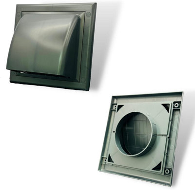 AirTech Grey Air Vent Grille Gravity Flap External Ventilation Cover Ducting (Cowl) 4" (100MM) - 3