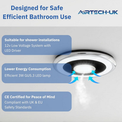 AirTech LED 3W Light with 4" Chrome White Grille and Transformer (3W)