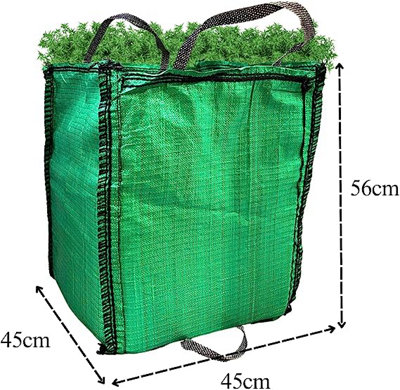 AirTech-UK 2 x Green Garden Waste Bags 120 Litres (45 x 45 x 56) cm Industrial Woven Polypropylene Material  Lawn and Garden