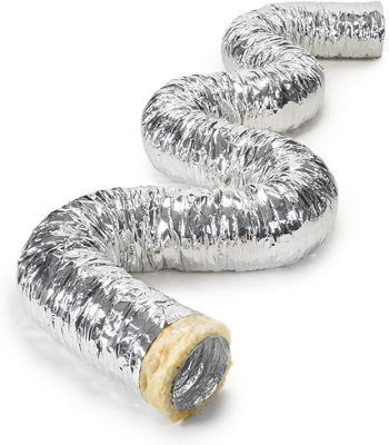 AirTech-UK 4-inch Insulated Flexible Ventilation Duct Hose - 100mm x 5m - Exhaust Hose for Heating