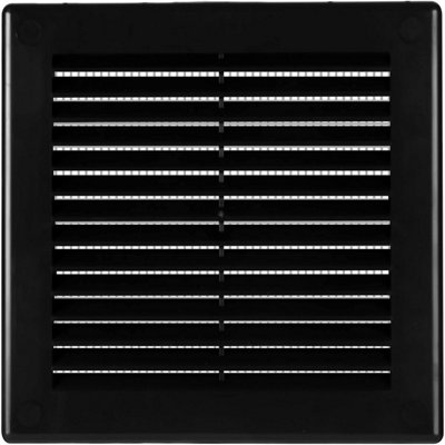 AirTech-UK Air Vent Grille Wall Ducting Plastic Cover Ventilation with Fly  Screen/Mesh Black- 150 x150mm