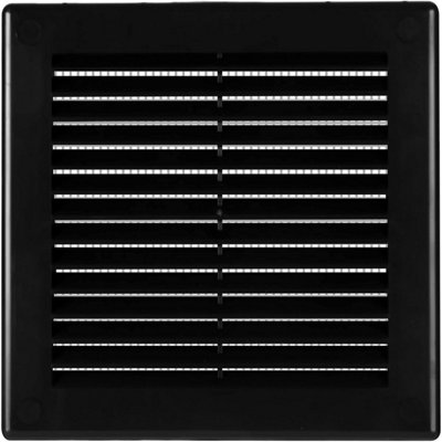 AirTech-UK Air Vent Grille Wall Ducting Plastic Cover Ventilation with Fly Screen/Mesh Black- 150 x150mm