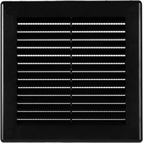 AirTech-UK Air Vent Grille Wall Ducting Plastic Cover Ventilation with Fly Screen/Mesh Black- 150 x150mm