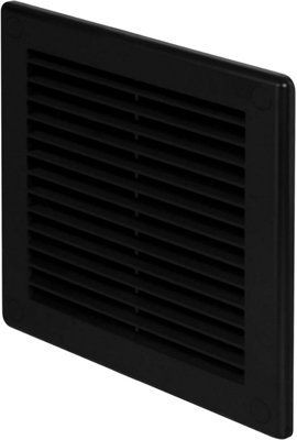 AirTech-UK Air Vent Grille Wall Ducting Plastic Cover Ventilation with Fly Screen/Mesh Black- 180x250mm