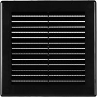 AirTech-UK Air Vent Grille Wall Ducting Plastic Cover Ventilation with Fly Screen/Mesh Black- 250x250mm