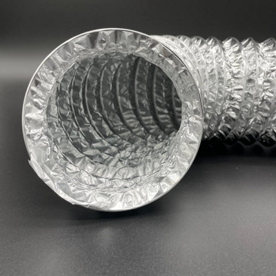 AirTech-UK Aluminium Ducting - 100mm / Dia 4"  with 2 Duct Clamps Flexible Ventilation  (100mm - 6