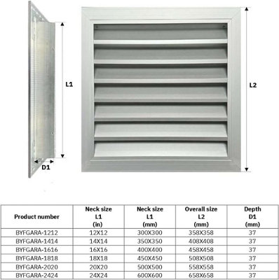 AirTech-UK Aluminum Louvre Grille 600 x 600 mm: Premium Weatherproof and Pest-Proof Protection for Your Home - 3
