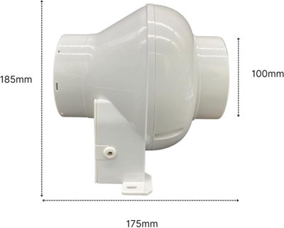 AirTech-UK Bathroom Centrifugal Fan Kit - Loft Ceiling Mount Extractor Duct Vent with Timer 4" (100MM) - 4