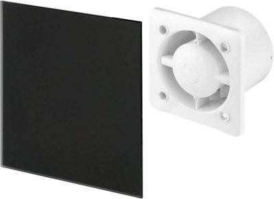 AirTech-UK Bathroom Extractor Fan 100 mm / 4" Black Glass decorative Front Panell with Pull Cord - 3