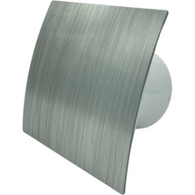 AirTech-UK Bathroom Extractor Fan 100 mm / 4" Brushed Chrome Finish decorative Front Panel with Humidity Sensor
