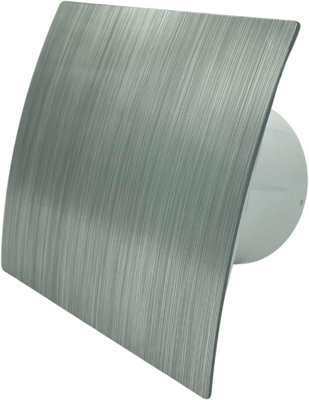 AirTech-UK Bathroom Extractor Fan 100 mm / 4" Brushed Chrome Finish decorative Front Panel with Pull Cord