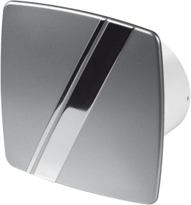 AirTech-UK Bathroom Extractor Fan 100 mm / 4" Linea silvery-satin Finish Front Panel with Pull Cord Switch