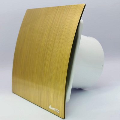 AirTech-UK Bathroom Extractor Fan 100 mm / 4" Metallic-gold Finish decorative Front Panel and Built in Humidity Sensor