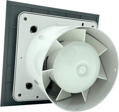 AirTech-UK Bathroom Extractor Fan 100 mm / 4" Smooth Stainless Steel Trax Front Panel with Humidy Sensor and Timer