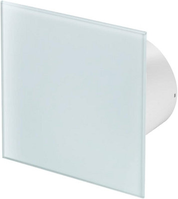 AirTech-UK Bathroom Extractor Fan 100 mm / 4" White Glass decorative Front Panel with Pull Cord