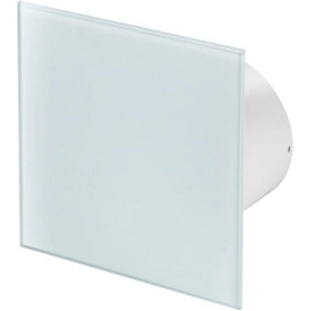 AirTech-UK Bathroom Extractor Fan 100 mm / 4" White Glass decorative Front Panel with Timer