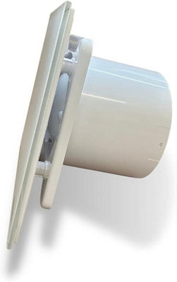 AirTech-UK Bathroom Extractor Fan 100 mm / 4" White Glass decorative Front Panel with Timer - 3