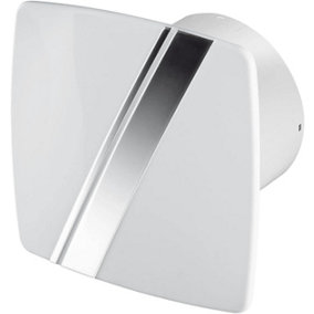 AirTech-UK Bathroom Extractor Fan 100 mm / 4" White with Metallic band Linea Front Panel Stanadard
