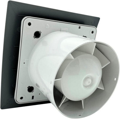 AirTech-UK Bathroom Extractor Fan 100 mm / 4" White with Metallic band Linea Front Panel with Timer