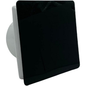 AirTech-UK Bathroom Extractor Fan 150mm/6 Matte Black Glass Front Panel with Humidity Sensor