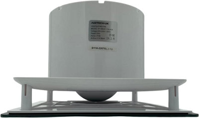AirTech-UK Bathroom Extractor Fan 150mm/6 Matte Black Glass with Timer Sensor VF-W6GP